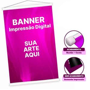 Banner Brilho 340g Lona 340g m² 4x0  Com Tubo e Corda 
