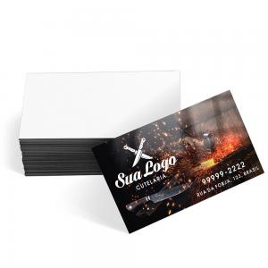 1000 Cartão de Visita Verniz Total Brilho Couchê 250gr 9x5cm 4x0 Verniz total somente frente Corte Reto Com impressão colorida somente frente