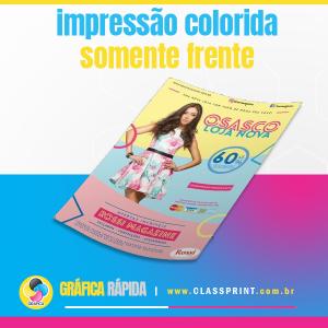 Panfleto Couche Brilho 115gr FRENTE Couchê 115g 10x14cm 4x0 Papel Couche Brilho Corte Reto Impressão colorida somente frente