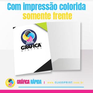Pasta com orelha 4x0 Brilho ou Fosco Papel Cartão 250g Aberto: 30,5x43cm / Fechado: 21,5x30,5cm 4x0 brilho ou fosco orelha +  vinco central Com impressão colorida somente frente